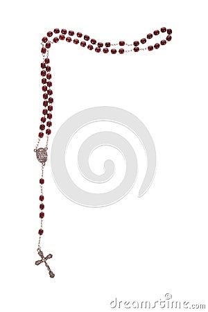 Rosary beads isolated on white Stock Photo