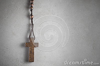 Rosary cross on the stone Stock Photo