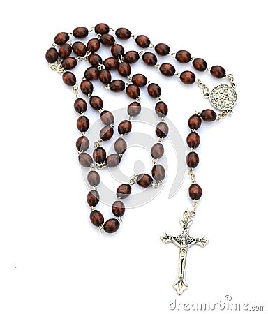 Rosary on white background Stock Photo