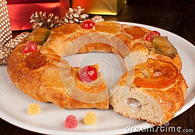 Roscon de Reyes Stock Photo