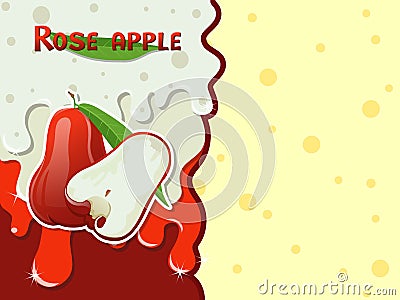 Rose apple fruit melted flowing consisting of dark tasty sweet liquid. Abstract background. Copy space for text. Vector Vector Illustration