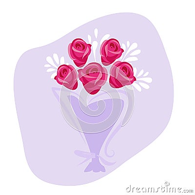 Rose bouquet icon, flat style Vector Illustration