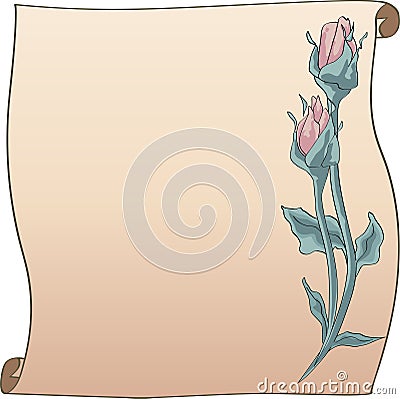 Rose Bud frame and scroll Vector Illustration
