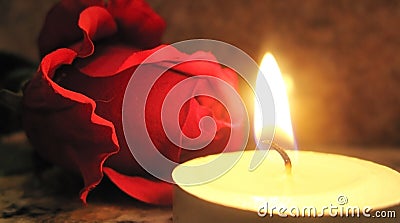 Rose and candle Stock Photo