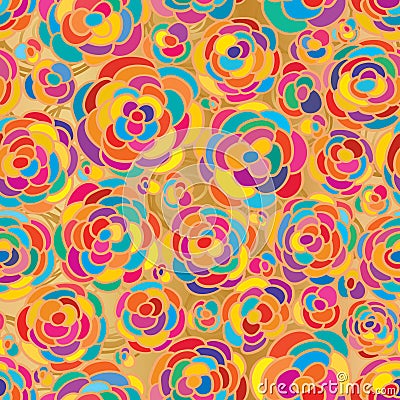 Rose colorful golden connect seamless pattern Vector Illustration