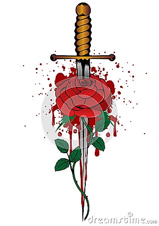 Rose and dagger Vector Illustration