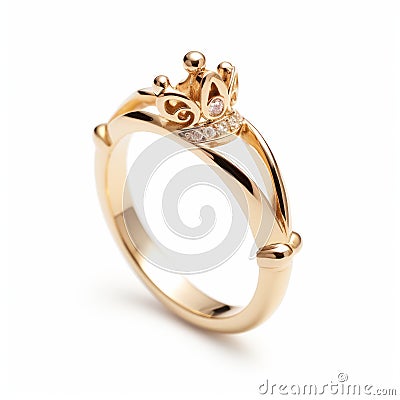 Rose Design Gold Crown Ring With Diamond - Patricia Piccinini Inspired Stock Photo