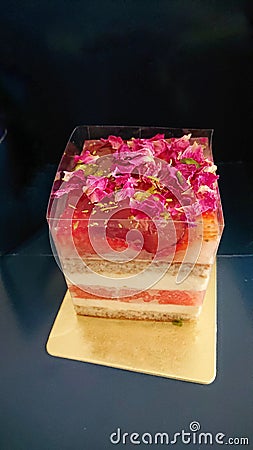 Rose dried flowers cake Stock Photo