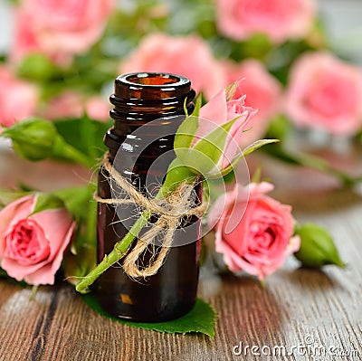 Rose essential oil Stock Photo