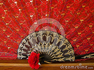 Rose Fan on Piano Stock Photo