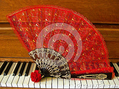 Rose Fan on Piano Stock Photo