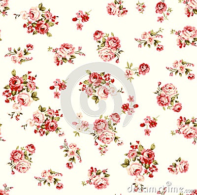 Rose floral illustration pattern with beautiful leaf Cartoon Illustration