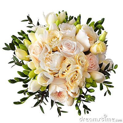 Rose flower bouquet for the bride isolated on white Stock Photo