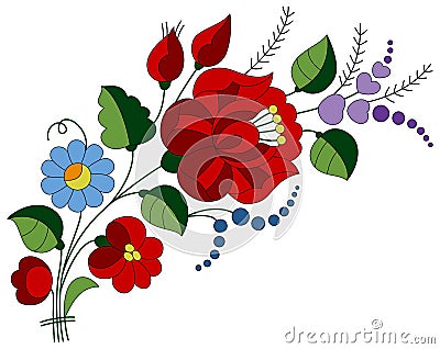 Rose flower bouquet embroidery pattern Vector Illustration