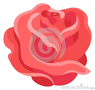 Rose flower. Cartoon red blooming decorative element Stock Photo