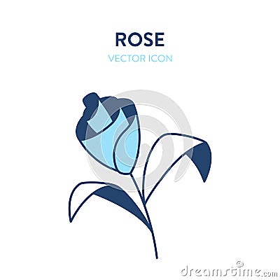 Rose flower icon. Vector illustration of a beautiful single rose flower Vector Illustration