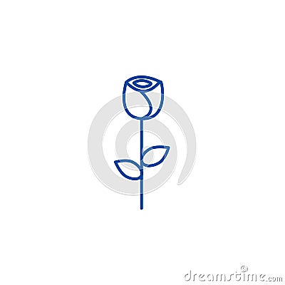 Rose flower line icon concept. Rose flower flat vector symbol, sign, outline illustration. Vector Illustration