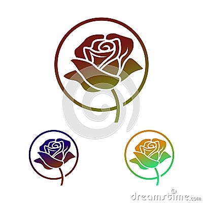 Rose flower logo on white background.Red rose sign symbol logo vector Vector Illustration