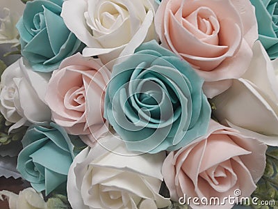 Roses soap blue, white and pink, beautiful. Stock Photo