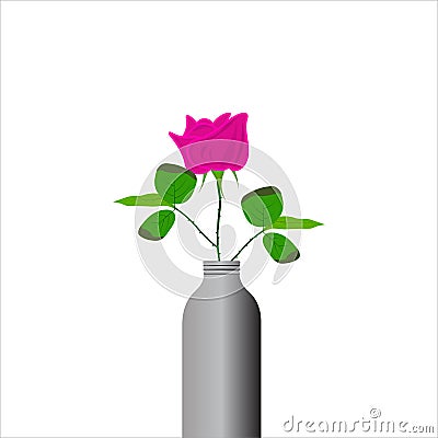 rose flower with pot ,flowers in pot, potted plants, Roses in a glass vase, isolated. Realistic vector 3d illustration Adenium, Vector Illustration