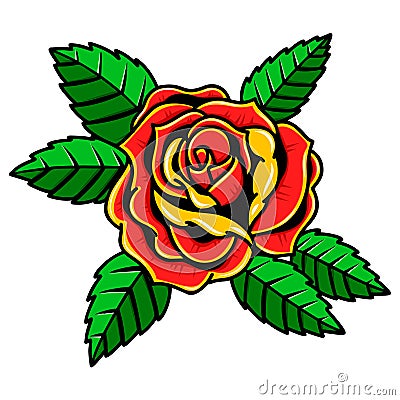 rose flower in tattoo style. Design element for poster, card, banner, flyer, emblem, sign. Vector Illustration