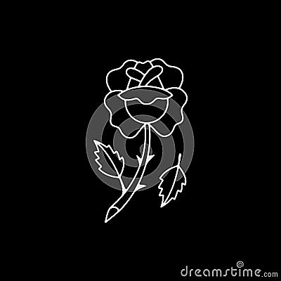 ROSE FLOWER WHITE OUTLINE Vector Illustration