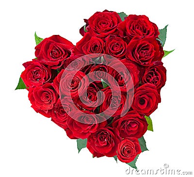 Rose Flowers Heart Over White Stock Photo