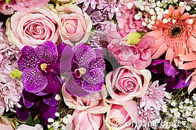 Rose flowers mixed bouquet Stock Photo