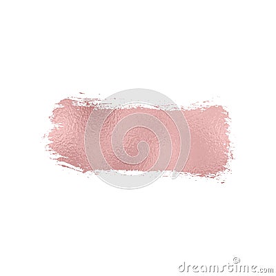 Rose foil texture brush stroke. Smudge glitter pink, sparkle glossy paint on the white background. Vector illustration Cartoon Illustration