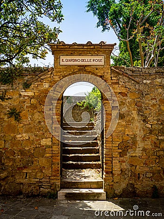 Rose garden entrance in San quirico d`orcia Tuscany Italy Stock Photo