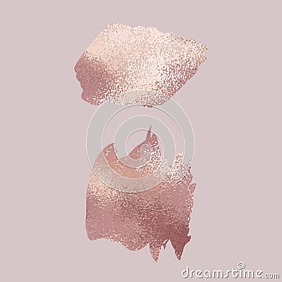 Rose gold brush strokes. Vector drawing for sales, design invitations Vector Illustration