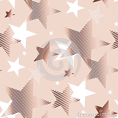 Rose gold color abstract geometry star Vector Illustration