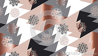 Rose gold color abstract xmas tree geometry Vector Illustration