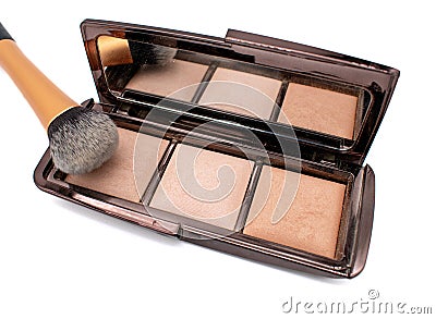 Rose gold contour palette with brush Stock Photo