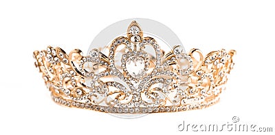 A Rose Gold Crown Isolated on a White Background Stock Photo