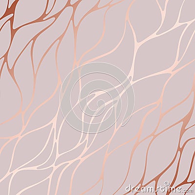 Rose gold. Decorative vector pattern with floral elements Vector Illustration