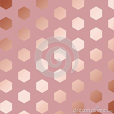 Rose gold. Decorative vectorial pattern with hexagons Vector Illustration