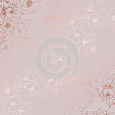 Rose gold flowers. Vector illustration for wedding invitation Hand drawing Vector Illustration