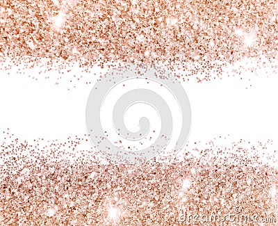 Rose gold glitter on white background in vintage colors Stock Photo