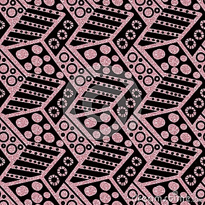 Rose gold glittery organic seamless pattern tile. hand doodle pattern Stock Photo