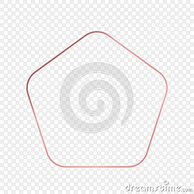 Rose gold glowing rounded pentagon shape frame Vector Illustration