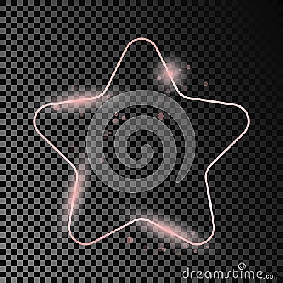 Rose gold glowing rounded star shape frame Vector Illustration