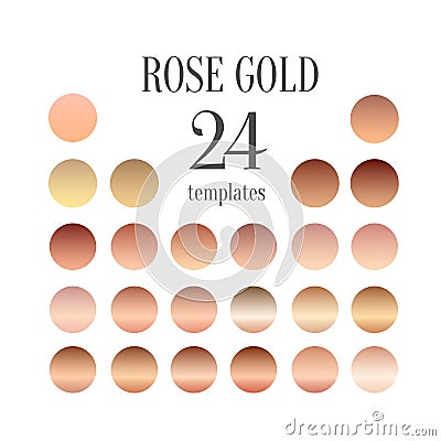 Rose gold gradient collection for fashion design, illustration. Cartoon Illustration