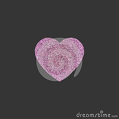 rose gold heart icon. glitter logo, love symbol on a black background. use in decoration, design as the emblem. vector Vector Illustration