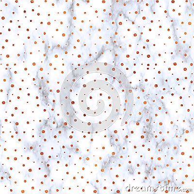 Rose Gold on marble background. Decorative vectorial pattern with rose gold dots. Marble rose gold pattern. Stock Photo