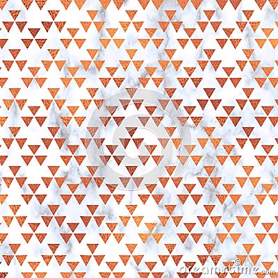 Rose Gold on marble background. Decorative vectorial pattern with rose gold triangle. Marble rose gold pattern. Stock Photo