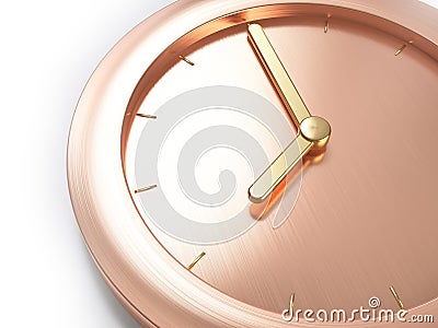 Rose gold,pink gold metallic minimal clock,close up composition eight o`clock abstract 3d render Stock Photo