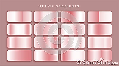 Rose gold or pink metallic gradients set Vector Illustration