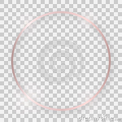 Rose gold shiny round frame with glowing effects Vector Illustration