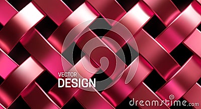 Rose gold wicker pattern. Vector 3d illustration. Vector Illustration